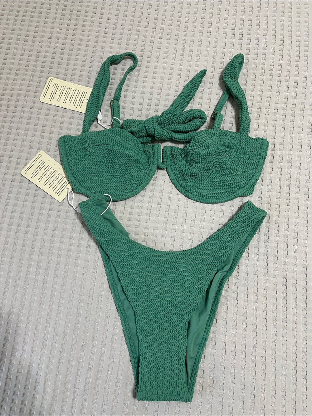 NWT Monday Swimwear bikini set in Pond crinkle